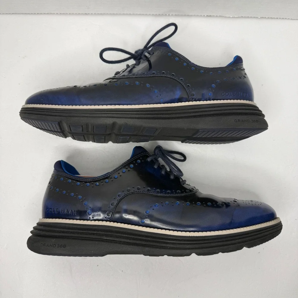 Cole Haan OriginalGrand Ultra Wingtip Oxford Mens 9 M Blue Black Patent C38237